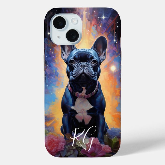 Coques Case-Mate iPhone Monogramme d'art de Buldog en France (Verso)