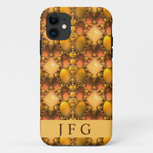 Case-Mate iPhone Case Monogramme d'art fractal jaune peigne