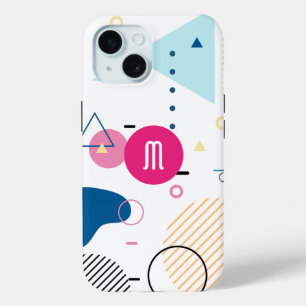 Coque Pour iPhone 15 Monogramme d'Art Géométrique Abstrait moderne