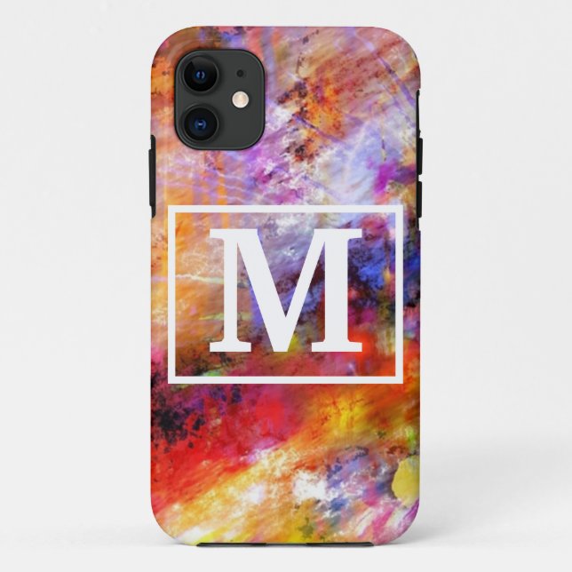 Coques Case-Mate iPhone Monogramme d'art multicolore Abstrait (Dos)