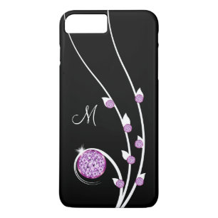 Case-Mate iPhone Case Monogramme de bijou en strass violet clinquant
