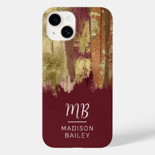 Coque Pour iPhone 14 Monogramme de bronze or de peinture Stroke