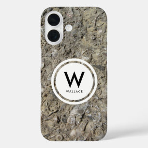 Coque Pour iPhone 16 Monogramme de calcaire de hachage fossile