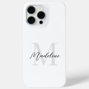 Coque iPhone 15 Pro Max Monogramme de calligraphie minimaliste blanc
