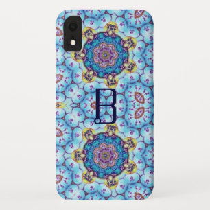 ETUI iPhone Case-Mate MONOGRAMME DE CERCLES DE FRACTAL BLEU ROSE
