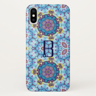 ETUI iPhone Case-Mate MONOGRAMME DE CERCLES EN FRACTAL BLEU ROSE