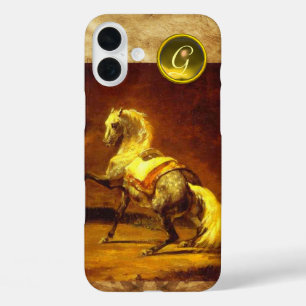 COQUES iPhone 16 PLUS MONOGRAMME DE CHEVAL GRISÉ