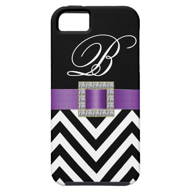 COQUES Case-Mate iPhone MONOGRAMME DE CHEVRON NOIR PURPLE (Dos)