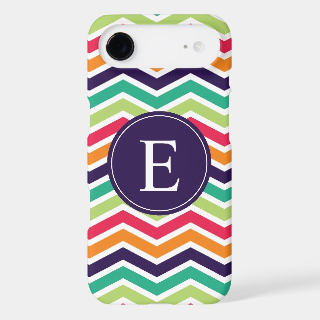 Coques Case-Mate iPhone Monogramme de Chevron Orange vert violet rose (Verso)