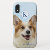 Monogramme de Chien de Corgi de Peek-a-Boo Bleu