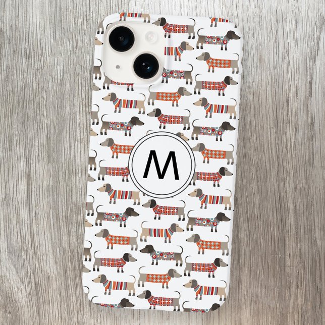 Coques Case-Mate iPhone Monogramme de chien de saucisse Dachshund (Créateur téléchargé)