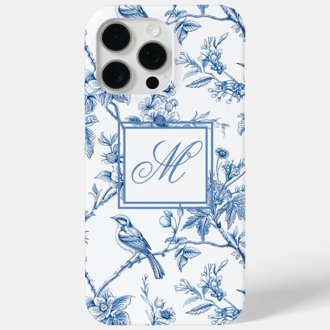 Coques Case-Mate iPhone Monogramme de Chinoiserie Bleu et Blanc (Verso)