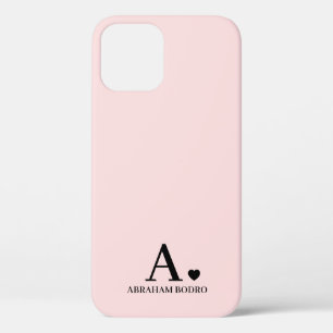 Case-Mate iPhone Case Monogramme de cœur rose pâle féminin mignon Fémini