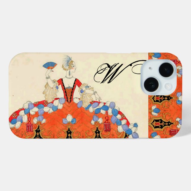 COQUES Case-Mate iPhone MONOGRAMME DE CONCEPTEUR DE MODE LADANGE ORANGE (Verso (horizontal))