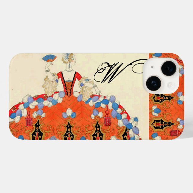 COQUES Case-Mate iPhone MONOGRAMME DE CONCEPTEUR DE MODE ORANGE DECO (Verso (horizontal))