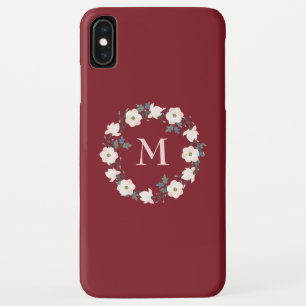 Case-Mate iPhone Case Monogramme de couronne de fleurs rose bordeaux