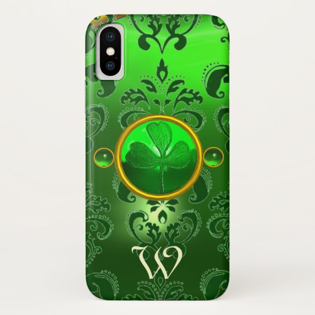 COQUES Case-Mate iPhone MONOGRAMME DE DAMASK VERT SHAMROCK DE SAINT PATRIC (Dos)