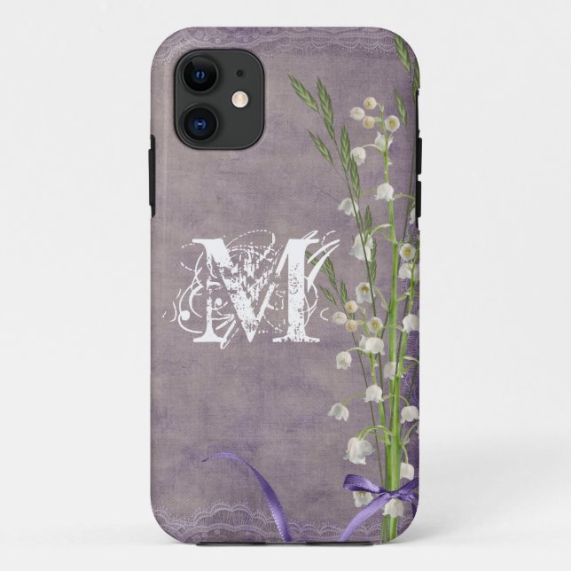 Coques Case-Mate iPhone Monogramme de dentelle de pays de fleurs blanches  (Dos)