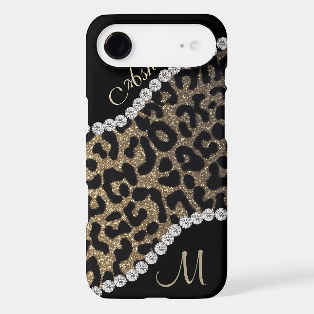 Coques Case-Mate iPhone Monogramme de diamant et de léopard (Verso)