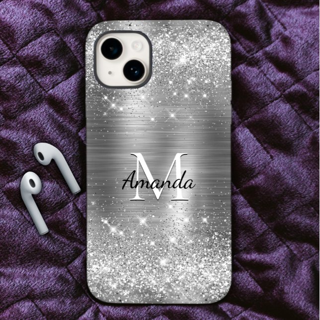 Coques Case-Mate iPhone Monogramme de fausse parties scintillant en métal  (Créateur téléchargé)