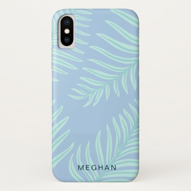 Coques Case-Mate iPhone monogramme de feuillage pastel tropical (Dos)