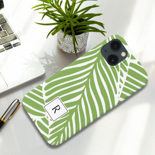 Case-Mate iPhone Case Monogramme de Feuilles verts chic fille