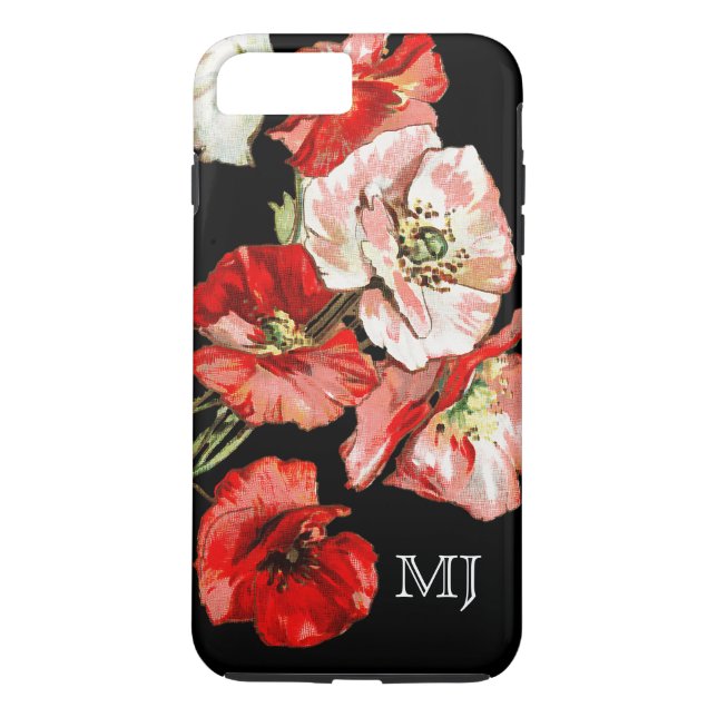 Coques Case-Mate iPhone Monogramme de fleur sauvage de pavot (Dos)