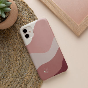 Coque Pour iPhone 16 Monogramme de flux couleur Boho Rose poussiéreux