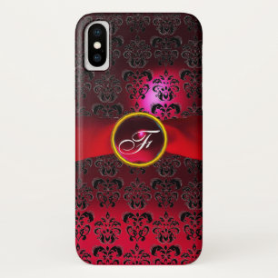ETUI iPhone Case-Mate MONOGRAMME DE GEM DE RIBBON BURGUNDY ROUGE