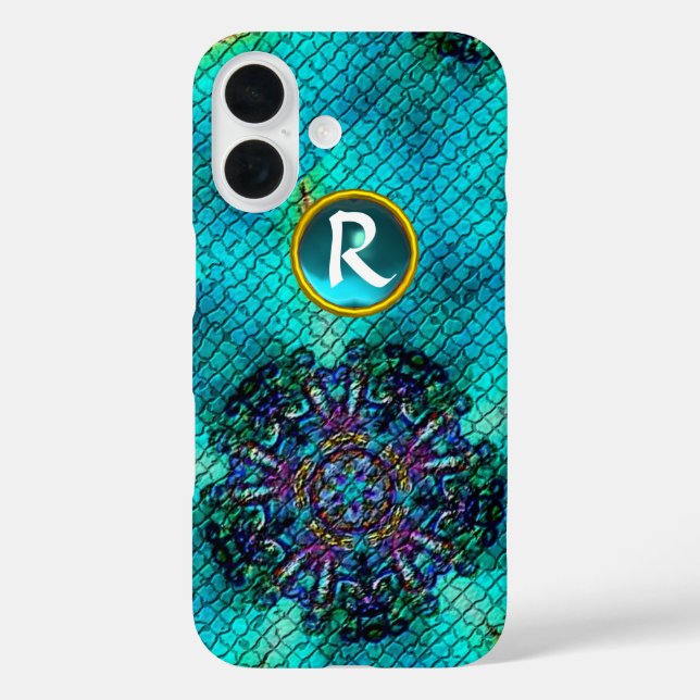 COQUES Case-Mate iPhone MONOGRAMME DE GÉM TURQUOISE MOSAÏQUE ÉTOILE ROSE A (Verso)
