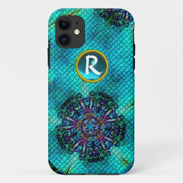 COQUES Case-Mate iPhone MONOGRAMME DE GÉM TURQUOISE MOSAÏQUE ÉTOILE ROSE A (Dos)
