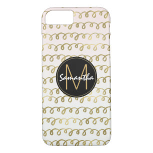 Coque Case-Mate Pour iPhone Monogramme de gribouillis de pêche d'or
