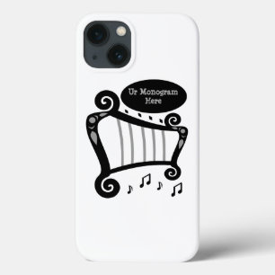 iPhone 13 Case Monogramme de harpe noire et blanche