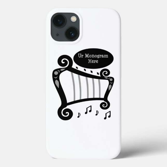 Coques Case-Mate iPhone Monogramme de harpe noire et blanche (Verso)