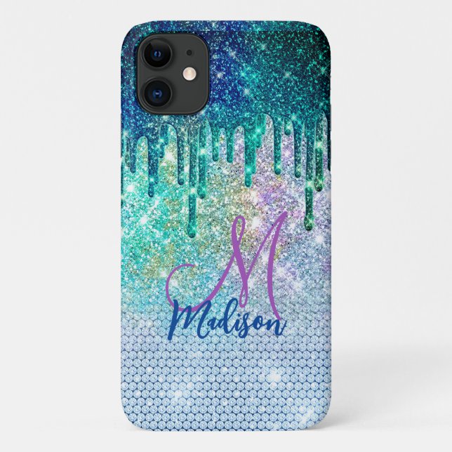 Coques Case-Mate iPhone Monogramme de la fausse parties scintillant de la  (Dos)
