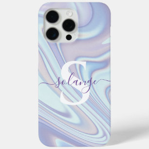 Coque iPhone 15 Pro Max Monogramme de l'holographie de la rampe de lavande
