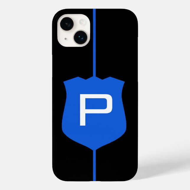 Coques Case-Mate iPhone Monogramme de ligne bleue mince (Verso)