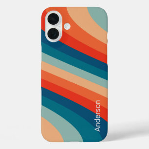 Coques iPhone 16 Plus Monogramme de ligne rétro élégant moderne