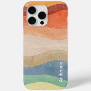 Coque iPhone 15 Pro Max Monogramme de ligne rétro élégant moderne