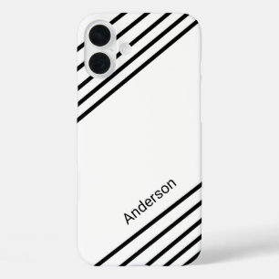 Coques iPhone 16 Plus Monogramme de ligne rétro élégant moderne