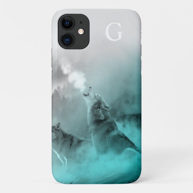 Coques Case-Mate iPhone Monogramme de loup d'hiver (Dos)