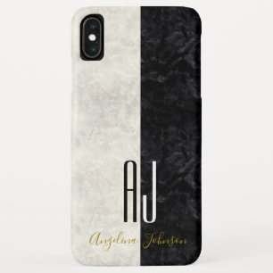 Case-Mate iPhone Case Monogramme de marbre noir et blanc d'initiales
