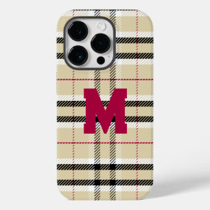 Coque Pour iPhone 14 Pro Monogramme de mode préppie beige personnalisé