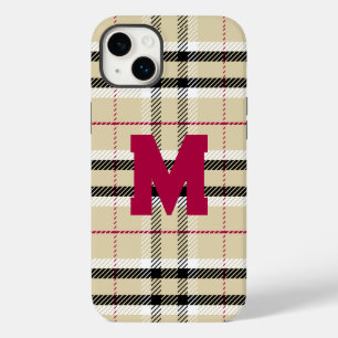 Coque Pour iPhone 14 Plus Monogramme de mode préppie beige personnalisé