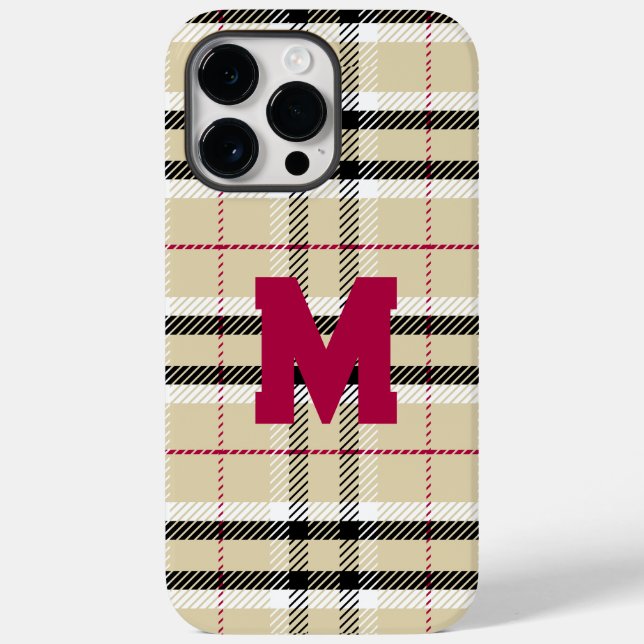 Coques Case-Mate iPhone Monogramme de mode préppie beige personnalisé (Verso)