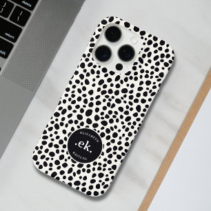 Coques iPhone 16 Pro Monogramme de motif abstrait de chien dalmate