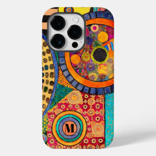 Coque Pour iPhone 14 Pro Monogramme de Motif de Patchwork Abstrait moderne