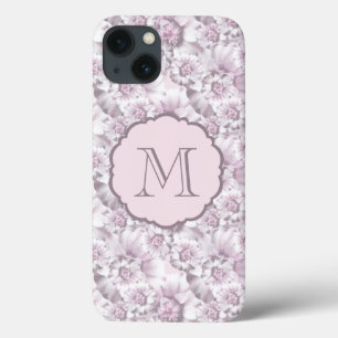 Case-Mate iPhone Case Monogramme de motif floral gris et rose chic