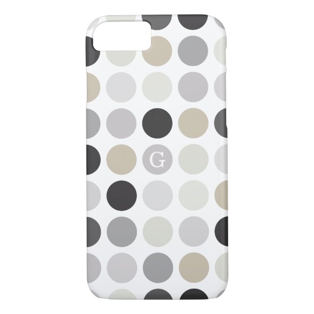 Coques Case-Mate iPhone monogramme de motif noir pois (Dos)