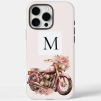 Monogramme de moto floral rose